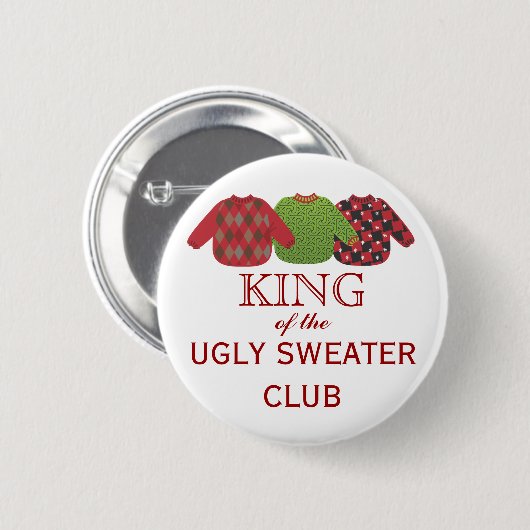 Koning van de Ugly Sweaters Holiday Button (Voorkant /achterkant)