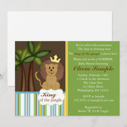 Koning van de uitnodiging van het Oerwoud Baby sho (Voorkant / Achterkant)