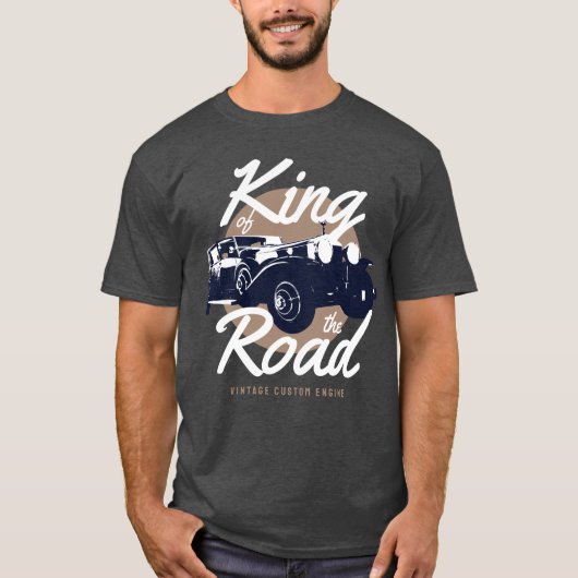 Koning van de weg typografie voor oldtimer  t-shirt (Voorkant)