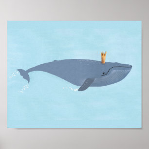 Koning van de Zee - Blauwe walvis - Voorbeeld van Poster