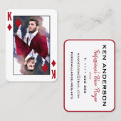Koning van Diamanten Foto Rode Witte Poker Speler Visitekaartje (Voorkant / Achterkant)