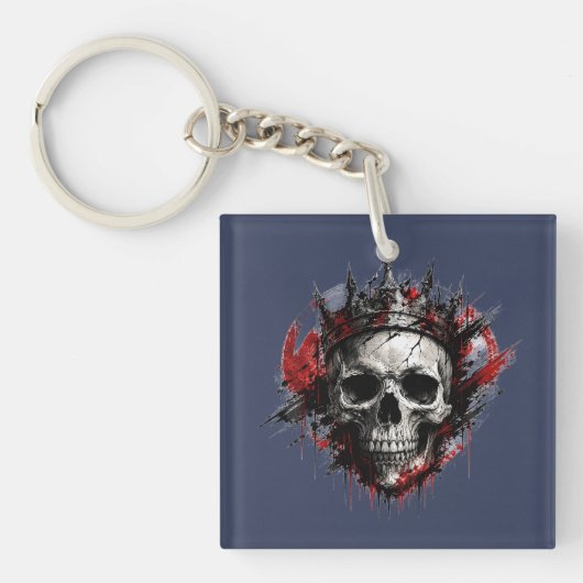 Koning van Duisternis Schedelkroon Ontwerp Sleutelhanger (voorkant)