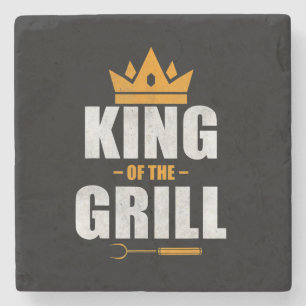 Koning van grillkok   cadeau voor grillen en bq-li stenen onderzetter