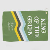 Koning van Groene kleurrijke strepen groene aangep Golfhanddoek (Horizontaal)