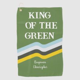 Koning van Groene kleurrijke strepen groene aangep Golfhanddoek