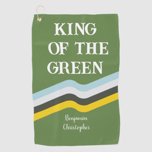 Koning van Groene kleurrijke strepen groene aangep Golfhanddoek (Voorkant)
