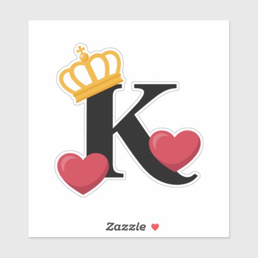 Koning van Harten Gekroonde K Embleem Sticker (Vel)
