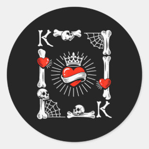 Koning Van Harten Kaart Kostuum Grappig Halloween Ronde Sticker