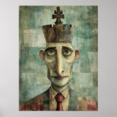 Koning van het bestuur, grillig schaakkoningsportr poster (Voorkant)