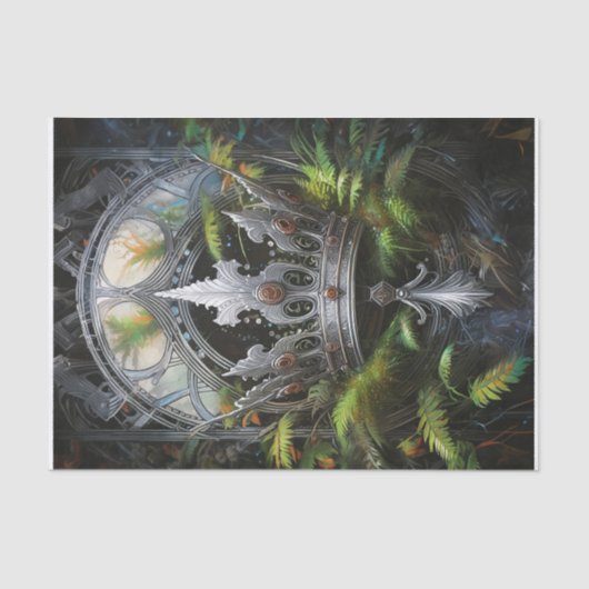 Koning van het bos, zilveren kroon van varens tissuepapier (Voorkant)