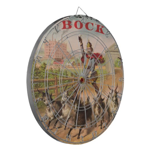 Koning van het Dartboard van Bock Beer Riding Geat Dartbord (Voorkant Links)