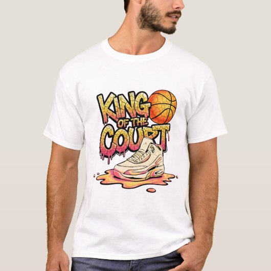 Koning van het Hof Basketball Street Art Design T-shirt (Voorkant)