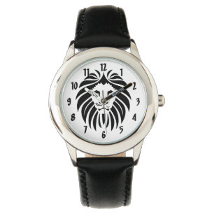 Koning van het Oerwoud Lion Face in Black Horloge