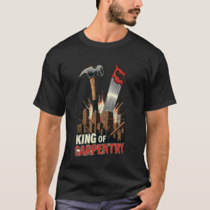 Koning van het timmerwerk grappige bouwvakker hout t-shirt