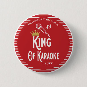 Koning van Karaoke Singing Contest Red Ronde Button 5,7 Cm
