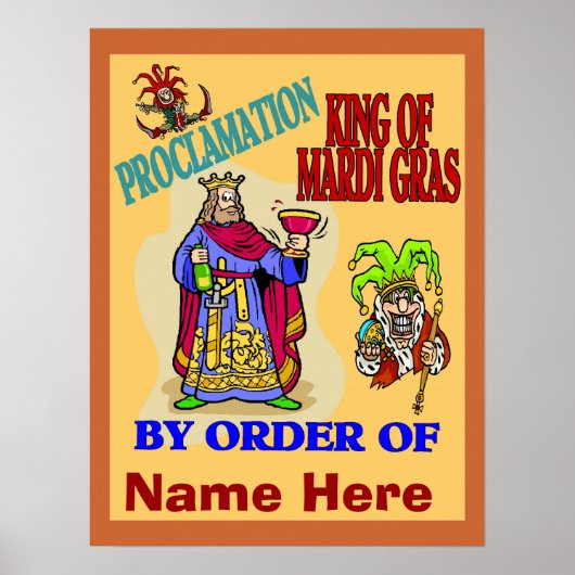 koning van Mardi Gras, naam toevoegen, Poster (Voorkant)