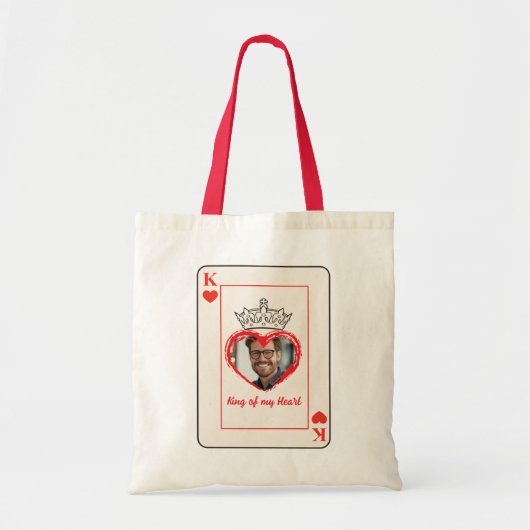 Koning van mijn Hart Aangepaste Foto Speelkaart Tote Bag (Voorkant)