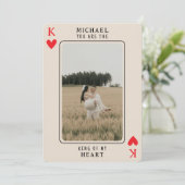 Koning van mijn Hart Aangepaste Foto Valentijnsdag Feestdagenkaart (Staand voorkant)