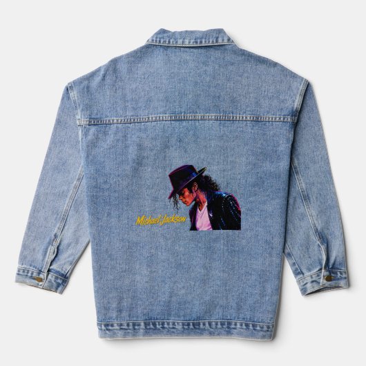 Koning van Pop Moonwalk Legende Retro Tribute Desi Denim Jacket (Achterkant)