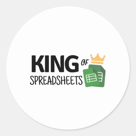 Koning van spreadsheets ronde sticker (Voorkant)