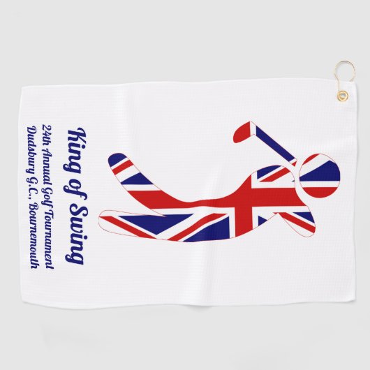 Koning van Swing | Union Jack Golf Tournament Golfhanddoek (Horizontaal)