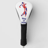 Koning van Swing | Union Jack Golfer Silhouette Golfheadcover (Voorkant)
