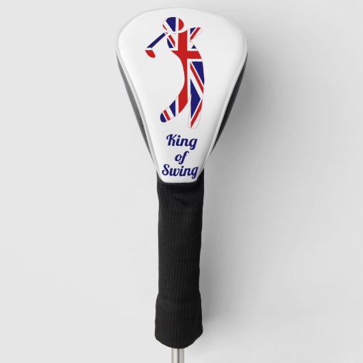 Koning van Swing | Union Jack Golfer Silhouette Golfheadcover (Voorkant)