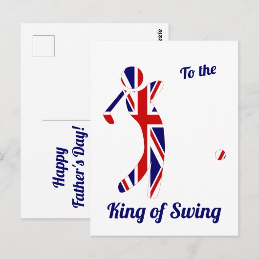 Koning van Swing | Union Jack Golfer | VADERDAG Briefkaart (Voorkant / Achterkant)