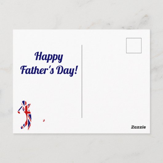 Koning van Swing | Union Jack Golfer | VADERDAG Briefkaart (Achterkant)