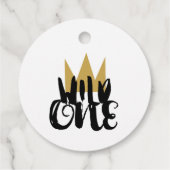 Koning van Wild One Gouden Kroon Jungle 1e Verjaar Bedankjes Labels (Achterkant)