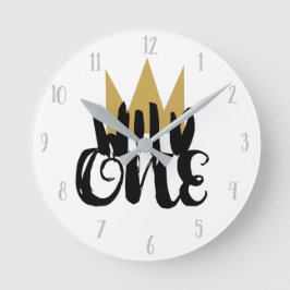 Koning van Wild One Gouden Kroon Jungle Nursery Ki Ronde Klok