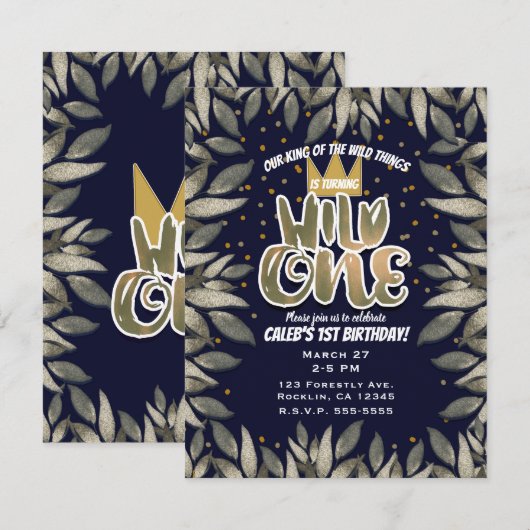 Koning van Wilde Dingen Één 1e Verjaardagsfeest Kaart (Voorkant / Achterkant)