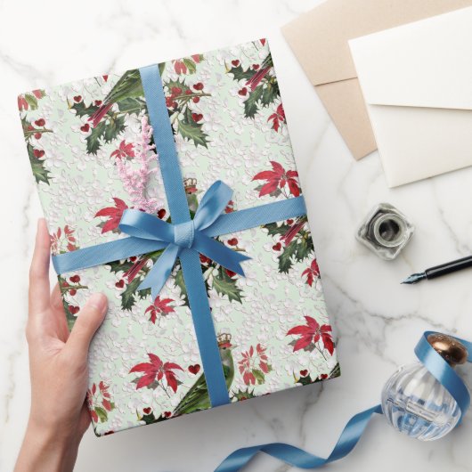 Koning Vogel % Poinsettia's Cadeaupapier (Geschenken)