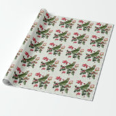 Koning Vogel % Poinsettia's Cadeaupapier (Uitgerold)