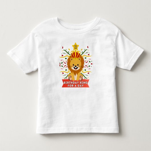 Koning voor de dag Leeftijd 3 Verjaardag Leeuw The Kinder Shirts (Voorkant)