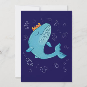 Koning Walvis met Kroon Whimsische Oceaans Volks Bedankkaart