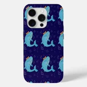 Koning Walvis met Kroon Whimsische Oceaans Volks iPhone 15 Pro Case