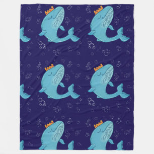 Koning Walvis met Kroon Whimsische Oceaans Volks Fleece Deken