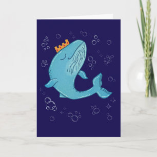 Koning Walvis met Kroon Whimsische Oceaans Volks Kaart