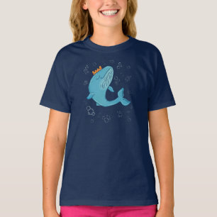 Koning Walvis met Kroon Whimsische Oceaans Volks T-shirt