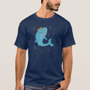 Koning Walvis met Kroon Whimsische Oceaans Volks T-shirt