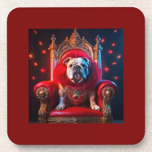 Koning Winnie de Bulldog op zijn troon Bier Onderzetter (Voorkant)