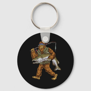 Koning Zalm Vissen Forel Jagen Bigfoot Vissers Sleutelhanger
