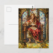 Koning zittend op zijn troon briefkaart (Voorkant / Achterkant)