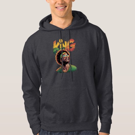 Koning – Zwarte trots Rasta kleurenontwerp Hoodie (Voorkant)
