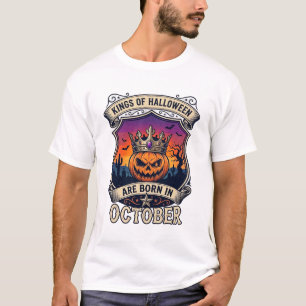 Koningen Halloween Worden Geboren Oktober Kroon Po T-shirt