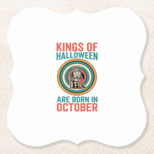 Koningen van Halloween Oktober Verjaardag Vintage  Kartonnen Onderzetters