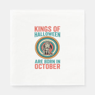 Koningen van Halloween Oktober Verjaardag Vintage Servet