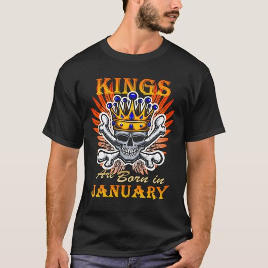 Koningen worden geboren in januari t-shirt (Voorkant)