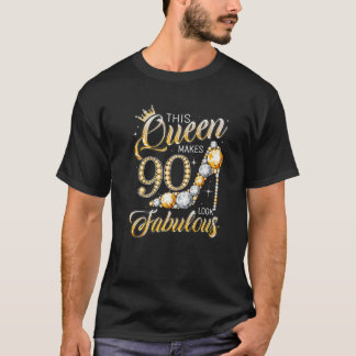 Koningin 90 Fabulous 90e verjaardag meisje geeft 9 T-shirt